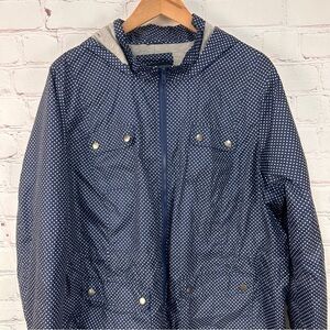 Women’s plus size jacket lightweight polka dot navy blue white size 3X pockets